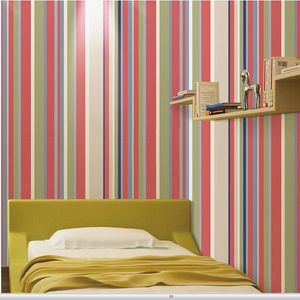 Papel tapiz no tejido con rayas coloridas y modernas, ingeniería de hotel, decoración clásica 3D para sala de estar, dormitorio, rollo de pared de TV