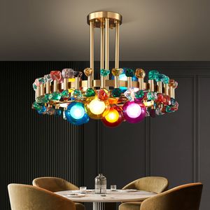 Modern kleurrijke kristallen kroonluchter creatief glas hangende lamp voor levende eetkamer slaapkamer led indoor home decor luminaire