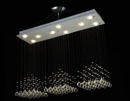 Moderne hedendaagse kristallen kroonluchter verlichting rechthoek regen drop kroonluchters licht met kristallen balls H31 "L48" W12 "