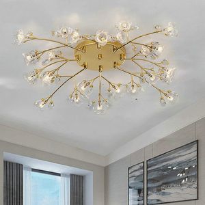 Moderne eigentijdse Gouden LED-diode Crystal Luster Plafond Kroonluchters voor Slaapkamer Dining Woonkamer Keuken Hall Apartment Deco