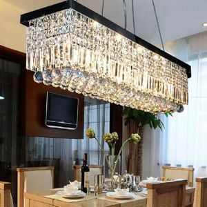 2017 Hot Crystal Droplight Moderne Hedendaagse Rechthoek Regen Drop Crystal Kroonluchter voor Dining Room Suspension Lamp Verlichtingsarmatuur