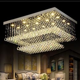 Lustres en cristal LED à distance contemporains modernes avec lumières LED pour éclairage de plafond encastré rectangulaire de salon Fixtur285z