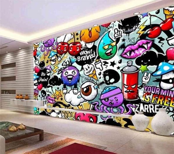 Papel tapiz mural de graffiti de arte creativo moderno para niños039s Habitación Sala de estar Decoración para el hogar Tamaño personalizado 3D Pared no tejida Pap8707972