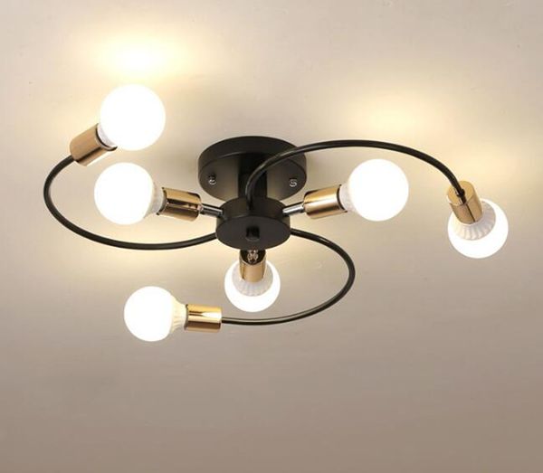 Luces de techo creativas modernas Cálidas y románticas Dorado negro Iluminación Blanco Dormitorio Nordic Minimalista Personalidad Living Comedor Comedor Lámparas colgantes