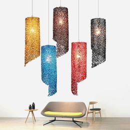 Lámpara colgante LED E27 de color creativo moderno, lámpara colgante de aluminio con personalidad, iluminación para el hogar, accesorios de cocina