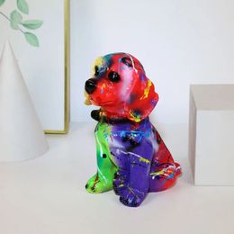 Moderne creatieve fluorescentie spray kleur beagles standbeeld home decor wijnkastje kinderen geschenken bureaublad woninginrichting decor 240527