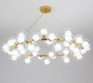 Modern Creative LED Glass Bubble Chandelier Lighting for Luxury Living Dining Room Luminaire Glass Ball Pendant Lamp