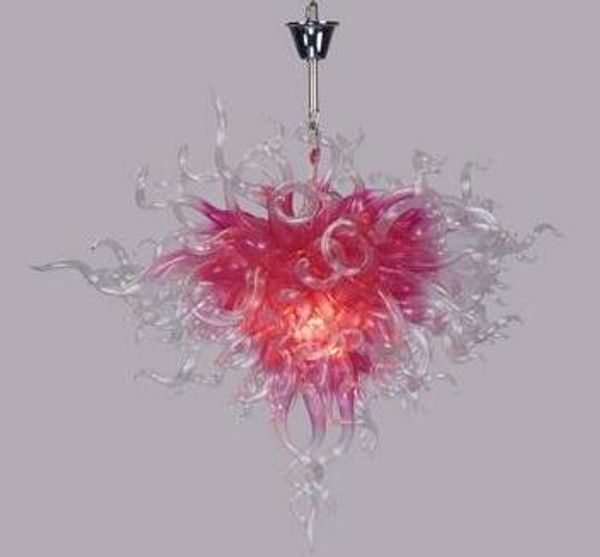 Lampes modernes lustres roses lumière salon soufflé à la bouche en verre de Murano lustre de Type européen avec ampoules LED