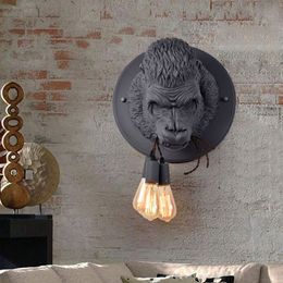 Moderne Créatif Personnalisé Résine Gorille Appliques Rétro Animal LED Chambre Chevet Décorations Pour La Maison Luminaires Muraux