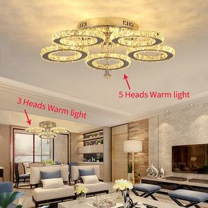 Moderne creatieve ring roestvrijstalen LED-kristallen plafondlamp voor hal, eetkamer, slaapkamer, studeerkamer decoratieve verlichtingsarmaturen