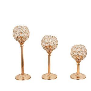 Moderne kristal kaarsenhouder metalen glas te binnen kandelaar trouwfeestje Dijntafel centerpieces home decoratie ambachten 3 stks/set