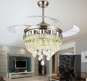 Modern Crystal Plafond Fans Lamp AC110V 220 V Plafondfans Kroonluchter Woonkamer Slaapkamer Kroonluchter Plafondlamp Hanger Lamp Myy