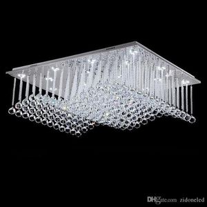 Plafonnier en cristal moderne, lustre rectangulaire en cristaux ondulés, luminaires montés en Surface, Loyer GU10269q