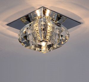 Luz de techo de cristal moderna Lámparas de balcón Sala de estar Lámpara de fondo de foco LED de 3W