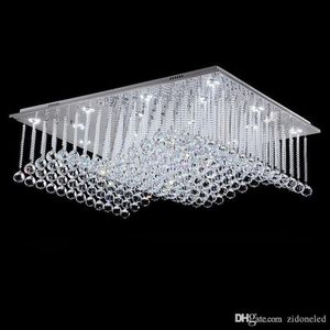 Plafonniers en cristal modernes rectangle vague cristal plafonniers monté en surface Loyer GU10 plafonnier lamp308m