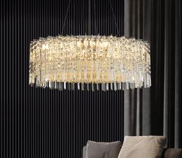 Candelabro de cristal moderno para sala de estar, comedor de lujo, lámpara colgante redonda cromada, lámpara Led para decoración del hogar y dormitorio