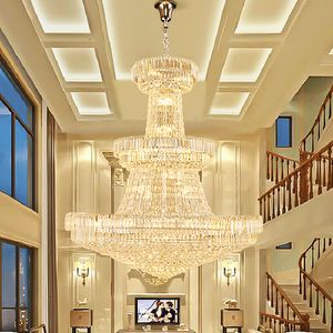 Moderne Crystal Chandelier LED -lichten Big Long American Chandeliers Lights Fecture Hotel Hall Lobby Parlor Trap Way Hanging Lampen