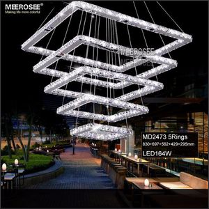 Moderne Crystal Kroonluchter Light Hanginglamp voor Woonkamer Slaapkamer AC90-260V vierkante Nordic Woondecoratie LED-ringen Hanglamp armaturen