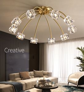 Moderne kristallen kroonluchter licht luxe volledige koper slaapkamer plafondlamp kristal lamp thuis creatieve persoonlijkheid hanglampen