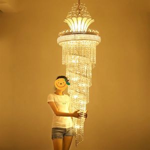 Lustres en cristal moderne American Long Gold Chandelier Lighting Fixture européen Luxurious Droplight 3 Couleurs lumineuses blanches Dimmab219J