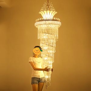 Lustres en cristal modernes LED or lustre luminaire américain brillant Droplight 3 couleurs Dimmable intérieur lampes suspendues