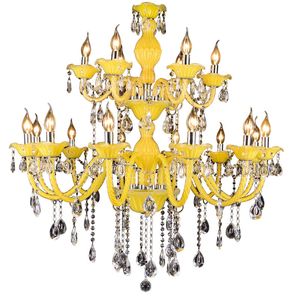 Lustres en cristal modernes lustre de plafond jaune citron lampes suspendues E14 lustre en cristal K9 de haute qualité pour hôtel