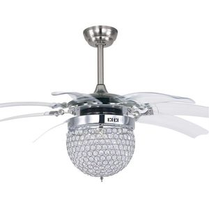 Lampe de ventilateur de plafond pliante en cristal moderne ventilateurs invisibles de mode avec télécommande muette minimaliste de lumière LED 90260E