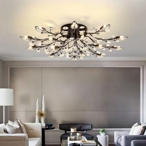 Modern kristallen blad LED plafond kroonluchter lichten armatuur industrieel retro home deco lamp voor woonkamer slaapkamer eettafel