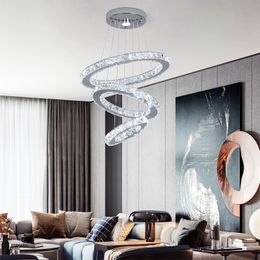 Moderne kristal LED plafond kroonluchter ronde ringlamp suspensie lamp armaturen eetkamer meubels plafon luminaire hanger