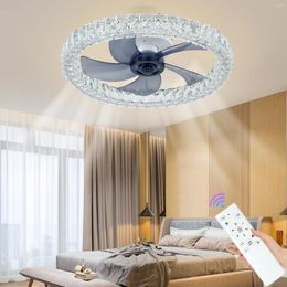 Plafond LED cristal moderne ventilateur ventilateurs avec lumières télécommande chambre décor ventilateur lampe 50cm Air lames invisibles silencieux