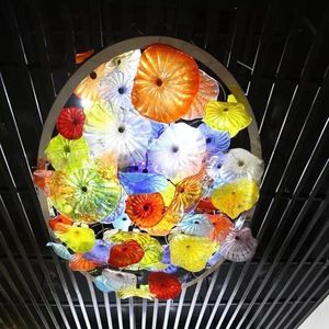 Moderne kristallen kroonluchters led-verlichting armatuur ronde oppervlak montage murano glas bloemen plafondlamp hal gang azië kroonluchter licht