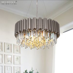 Lustre rond en Cristal moderne, lampe à main en Nickel, Lustre de luxe, pendentif LED en Cristal, luminaire décoratif d'intérieur, idéal pour un salon, une salle à manger, une expédition rapide