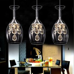 Moderne Crystal Wijnglazen Bar Kroonluchter Plafondlamp Hanglamp LED Verlichting Opknoping Lamp LED-eetkamer Woonkamer Verlichtingsarmatuur