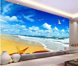 Moderne Custom 3D Wallpaper Seaside Landscape Decoratie Schilderij TV achtergrond Muurschildering