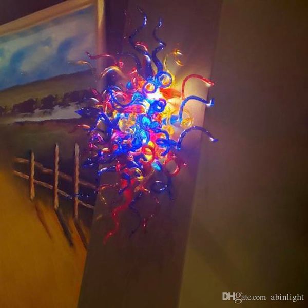 Lámparas de flores de arte decorativo moderno aplique de cabecera rama de árbol lámpara de pared de vidrio coloreada LED