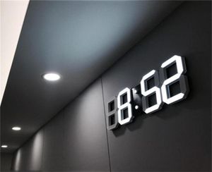 Design moderne 3D grande horloge murale LED numérique USB Corloges électroniques sur le mur Luminous Alarm Table Horloge Desktop Home Decor9973089