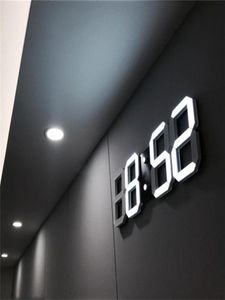 Design moderne 3D grande horloge murale LED numérique USB Corloges électroniques sur le mur Luminen Alarm Table Horloge Desktop Home Decor7959890
