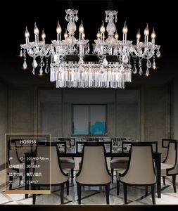 Design moderne K9 Lustre en cristal Hôtel Restaurant Dinging Room Table Top Lustre Éclairage avec lustre en cristal rectangulaire Lumière
