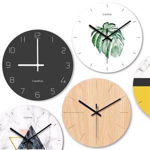 Design moderne minimaliste montre verre art décor grande horloge murale décorative vintage décoration de la maison silencieuse 210414