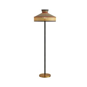 Design moderne lampadaire standard style asiatique luxe rotin abat-jour lampe 50cm largeur 162cm hauteur pour hôtel maison salon chambre étude salle décoration