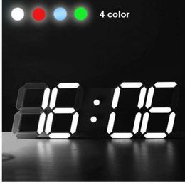Moderne numérique LED Table bureau nuit horloge murale réveil 24 ou 12 heures affichage Table support horloges mur attaché USB Battery250q