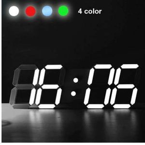 Moderne numérique LED Table bureau nuit horloge murale réveil 24 ou 12 heures affichage Table support horloges mur attaché USB Battery195t