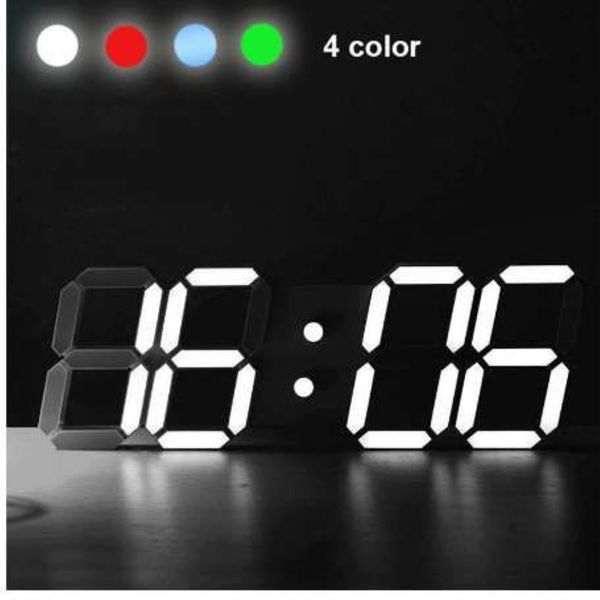 Moderne numérique LED Table bureau nuit horloge murale réveil 24 ou 12 heures affichage Table support horloges mur attaché USB Battery251H