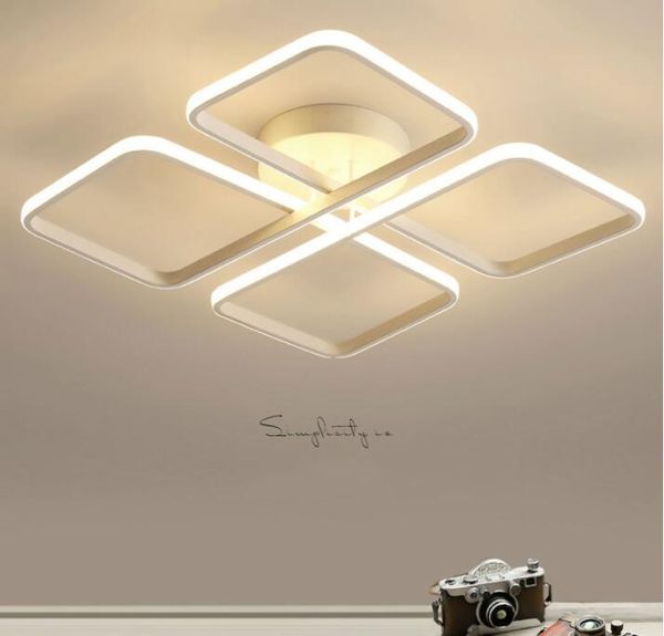 Plafonnier Led moderne à intensité variable, lampe montée en Surface carrée pour chambre à coucher de salon avec éclairage télécommandé