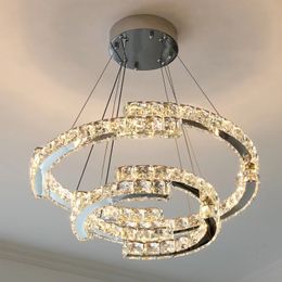 Moderne eetkamer LED Dimbare hanglampen Huisdecoratie Ovaal stalen hangende lichten Luster K9 Kristallen Hanglamp armaturen