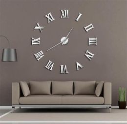 Moderno DIY Gran reloj Reloj 3d Mirror Sige Sige Decor Home Giant Wall Reloj con números romanos Big Clock Y2001108905093