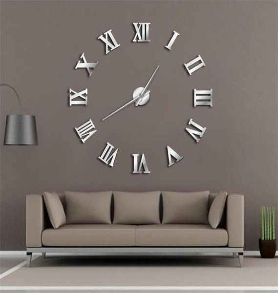 DIY MODIFICATION HORLOGE MURS 3D MIRMOR SUPPECT Sticker Home Decor Art Giant Wall Clock Watch with Roman Numerals Big Clock Y2001107159399