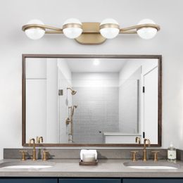 Luces de tocador de diseño moderno y elegante con 4 bombillas LED para iluminación de baño