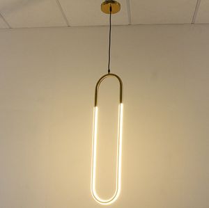 Moderne energiebesparende hanglamp 110 V 220V IJzer U Stijl Gouden Hanglampen Studielamp Verlichtingsarmatuur voor Bar Woonkamer