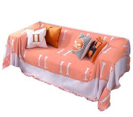 Serviette de canapé de maison de Style Lux d'entrée moderne, couverture tricotée Orange de grande marque, couverture anti-poussière haut de gamme